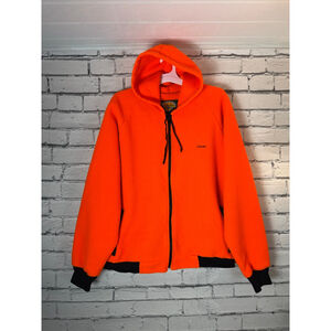 Men's Cabela's Orange & Black Mid Weight Fleece Hunting Hoodie Jacket size XXL